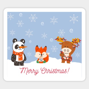 Merry Christmas Forest Animals Sticker